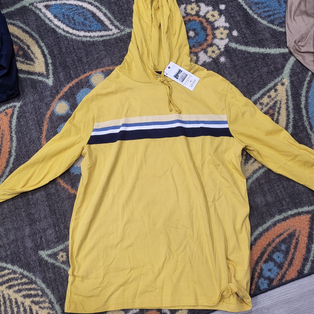Yellow Hoodie with Striped Design